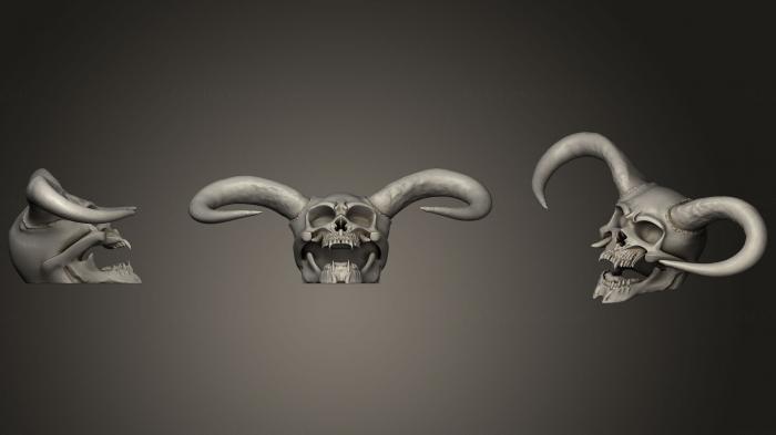نموذج ثلاثي الأبعاد لآلة CNC أقنعة وكمامات الحيوانات جمجمة شيطان مقرن
